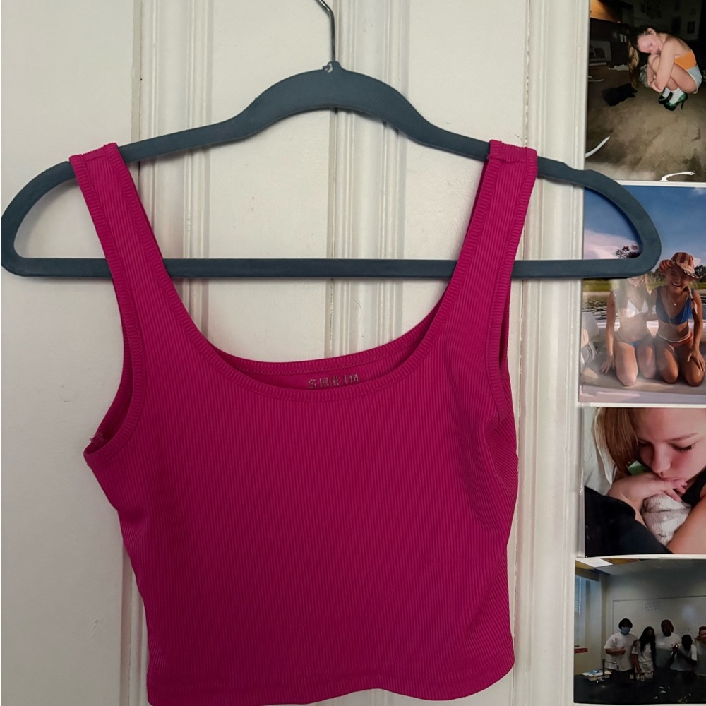 Women's Pink Ribbed Tank Top